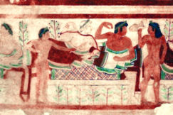 Affresco etrusco alla necropoli di Tarquinia